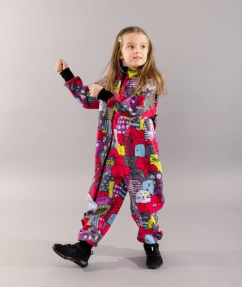 Waterproof Softshell Overall Comfy Colorful Cats Jumpsuit