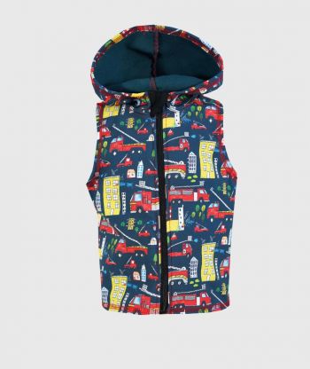 Softshell And Polar Fleece Hooded Vest Firetrucks Drawings
