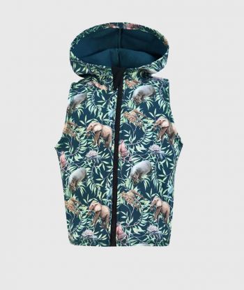 Softshell And Polar Fleece Hooded Vest Tropical Animals