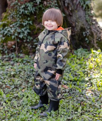 Waterproof Softshell Overall Comfy Green/Orange Military Jumpsuit