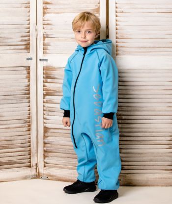 Waterproof Softshell Overall Comfy Aqua Blue Jumpsuit