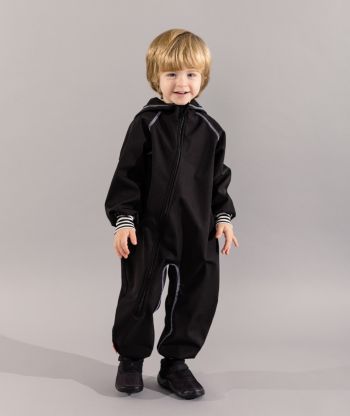 Waterproof Softshell Overall Comfy Black Striped Cuffs Jumpsuit