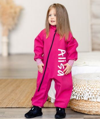 Waterproof Softshell Overall Comfy Rose Striped Cuffs Bodysuit 