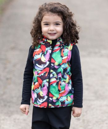 Softshell And Polar Fleece Hooded Vest Abstract Shapes